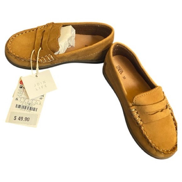 Zara Camel Leather Loafers - Picture 2 of 6